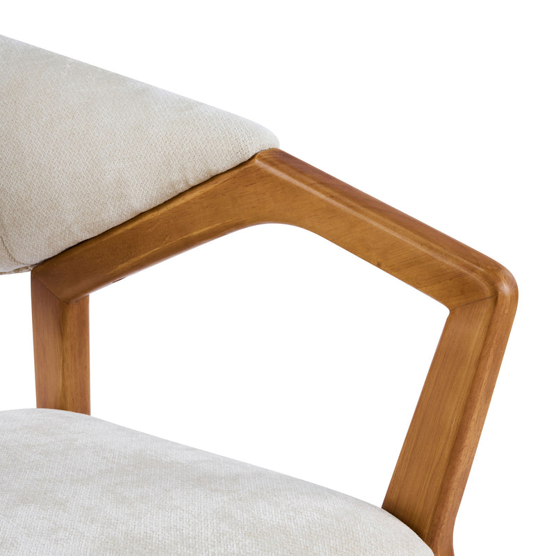Indoor Upholstered Dining Armchair (Set of 2) - Beige / Teak - R&R Furniture Gallery (Fountain Valley, CA)