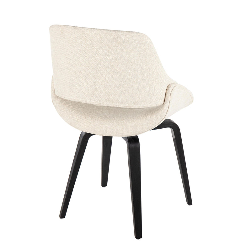 Lumi Source Fabrico mid-century modern dining chair set with comfortable design, featuring sleek wooden legs and upholstered seats.