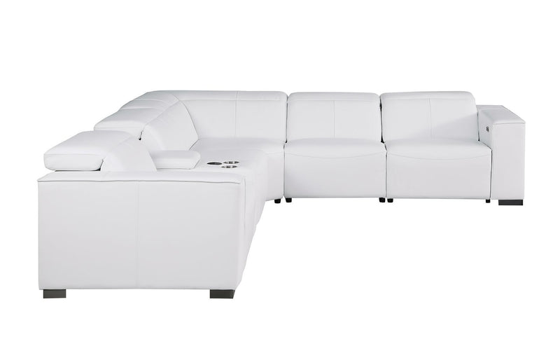 1208 - 6-Piece L-Shaped Leather Reclining Sectional With 3 Power Recliners