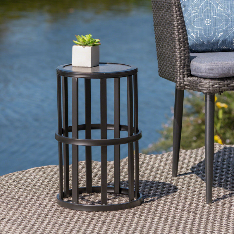 Outdoor Powder Coated Side Table - Gray - R&R Furniture Gallery (Fountain Valley, CA)