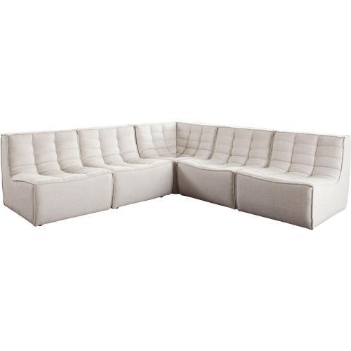 Marshall 5PC Corner Modular Sectional w/ Scooped Seat in Sand Fabric