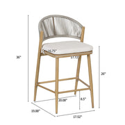 Outdoor 26" Counter Height Metal Frame Counter Stools With Scallop Shaped Backrest & Water Resistant Cushions - R&R Furniture Gallery (Fountain Valley, CA)
