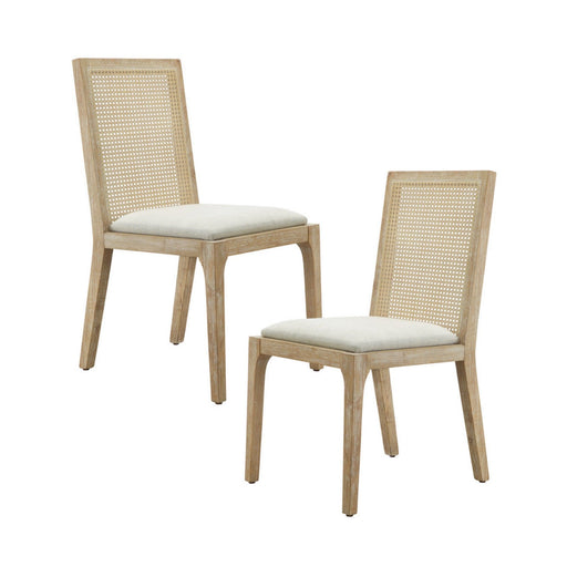 Dining Chair With Synthetic Cane Back And Upholstered Seat (Set of 2) - Natural - R&R Furniture Gallery (Fountain Valley, CA)