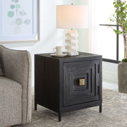 Uttermost Aiken accent cabinet with sleek wood finish and modern design, featuring storage drawers and decorative hardware.