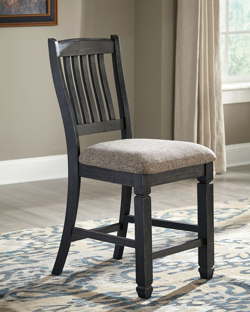 Tyler Creek - Upholstered Barstool (Set of 2) - Black / Grayish Brown - R&R Furniture Gallery (Fountain Valley, CA)