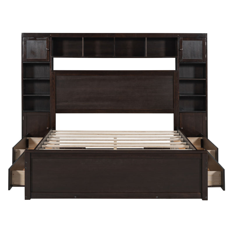 DreamHaus cabinet bed with integrated shelf, sockets, and storage cabinet, featuring a modern design and compact sleeping area.