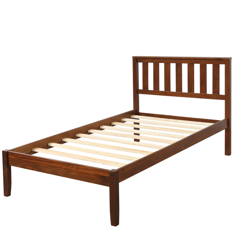 DreamHaus platform bed with headboard, footboard, and slat support, showcasing a modern wooden design for a stylish bedroom setup.