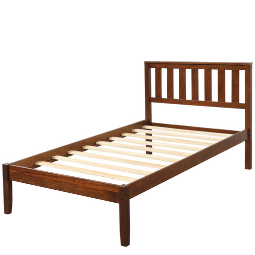 DreamHaus platform bed with headboard, footboard, and slat support, showcasing a modern wooden design for a stylish bedroom setup.