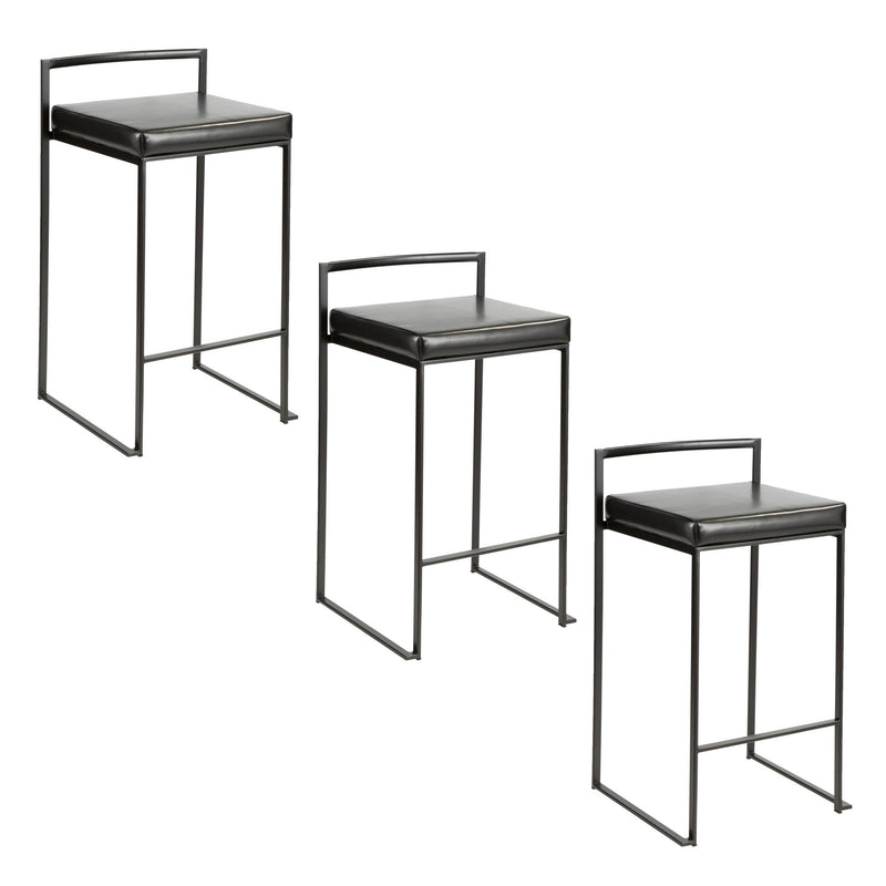 Lumi Source Fuji contemporary style stackable counter stool set with sleek design and modern finish, perfect for kitchen or bar area.