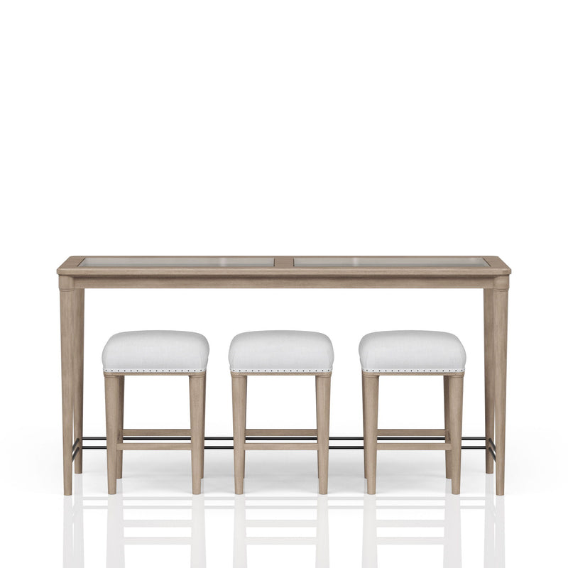 Glass Console Table With 3 Stools - Frosted - R&R Furniture Gallery (Fountain Valley, CA)