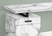 Computer Desk, Home Office, Laptop, Left, Right Set-Up, Storage Drawers, Work, Marble Look Laminate, Contemporary, Modern - White - R&R Furniture Gallery (Fountain Valley, CA)