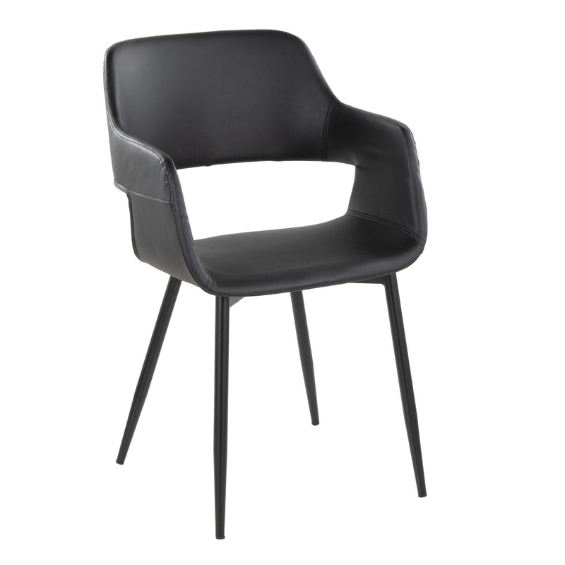 Lumi Source Margarite mid-century modern dining chair set of 2 with wooden legs and upholstered seats on a white background.