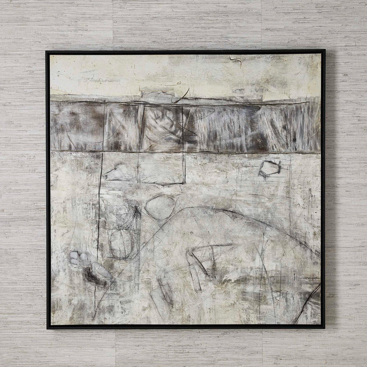 Edge Of Day - Framed Canvas - Black / Gray / White