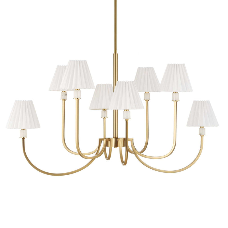 Poppins - 8 Light Brass Chandelier - White / Gold