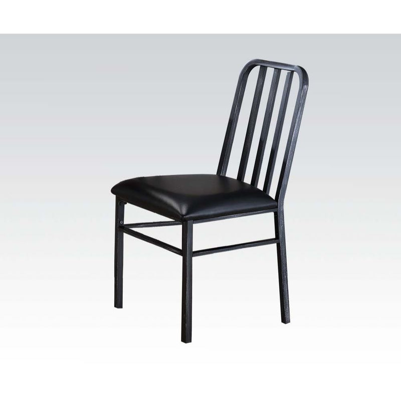 Jodie - Side Chair (Set of 2) - Black Synthetic Leather & Antique Black - R&R Furniture Gallery (Fountain Valley, CA)