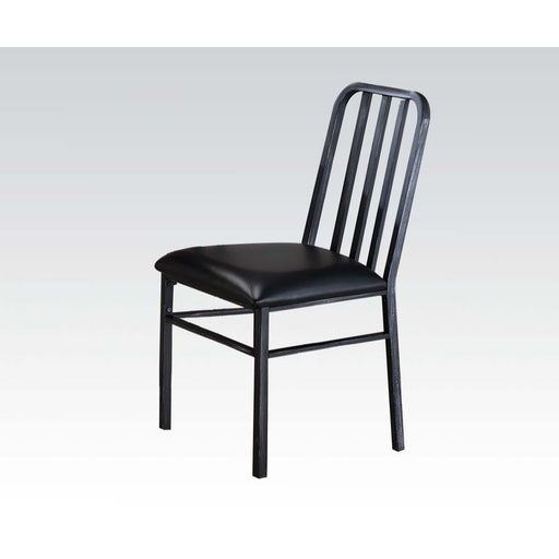 Jodie - Side Chair (Set of 2) - Black Synthetic Leather & Antique Black - R&R Furniture Gallery (Fountain Valley, CA)