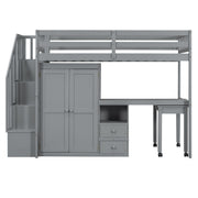 Loft Bed With Stairs, Bookshelf, Drawers, Desk & Wardrobe, Space Saving Multifunctional Furniture - R&R Furniture Gallery (Fountain Valley, CA)
