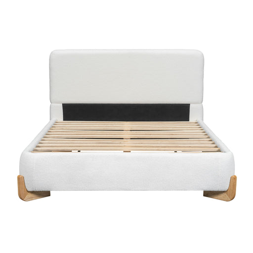 Elegant Boucle Upholstered Bed With Solid Wood Feet - R&R Furniture Gallery (Fountain Valley, CA)