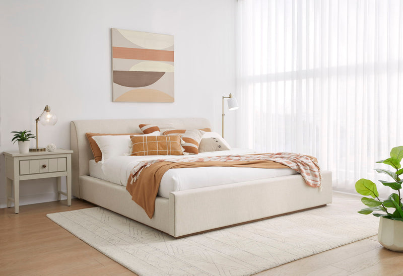 Louis Full-size Upholstered Platform Bed in Natural Linen (2026)