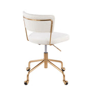 Lumi Source Tania contemporary task desk chair with black upholstery and adjustable armrests, modern office seating.