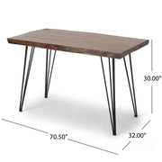 Modern industrial faux live edge dining table with hairpin legs by Noble House, showcasing natural wood finish and sleek design.