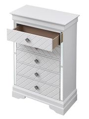 Silver Champagne Verona accent chest by Glory Furniture with sleek design and modern hardware, ideal for stylish storage.