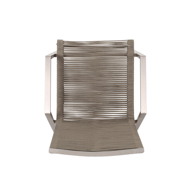 Modern outdoor aluminum dining chair set with rope sea design, featuring two Noble House chairs for patio or garden seating.