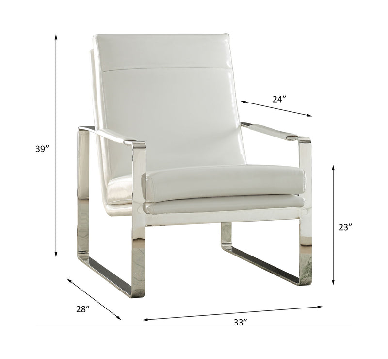 Rafael - Accent Chair - White Synthetic Leather & Stainless Steel - R&R Furniture Gallery (Fountain Valley, CA)