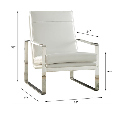 Rafael - Accent Chair - White Synthetic Leather & Stainless Steel - R&R Furniture Gallery (Fountain Valley, CA)