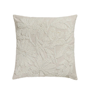 Tabitha - 20" Square Embroidered Throw Pillow - (Cover) - Cream - R&R Furniture Gallery (Fountain Valley, CA)