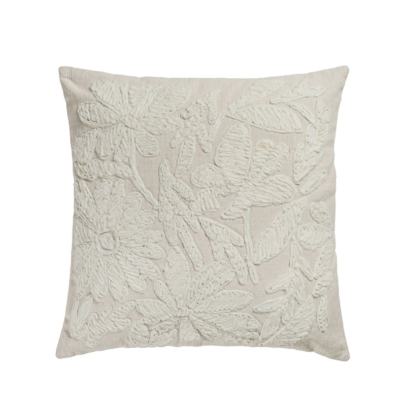 Tabitha - 20" Square Embroidered Throw Pillow - (Cover) - Cream - R&R Furniture Gallery (Fountain Valley, CA)
