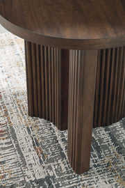 Korestone - Round End Table - Dark Brown - R&R Furniture Gallery (Fountain Valley, CA)