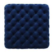 Noble House modern glam upholstered ottoman with button tufted design, soft fabric upholstery, and stylish contemporary look.