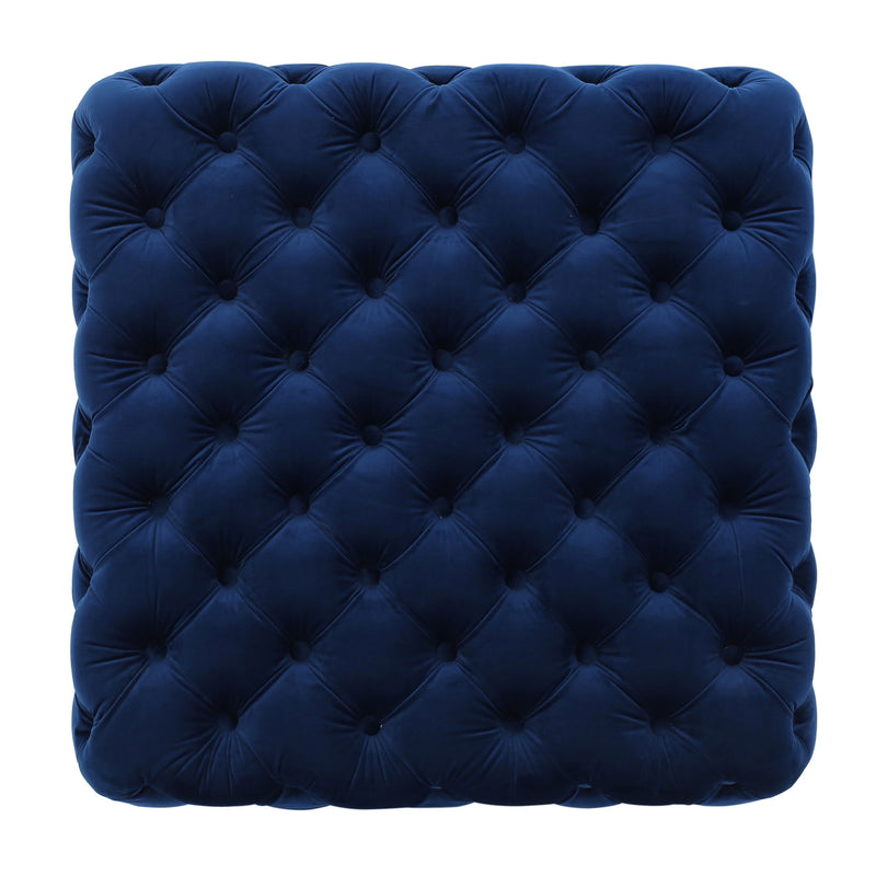 Noble House modern glam upholstered ottoman with button tufted design, soft fabric upholstery, and stylish contemporary look.