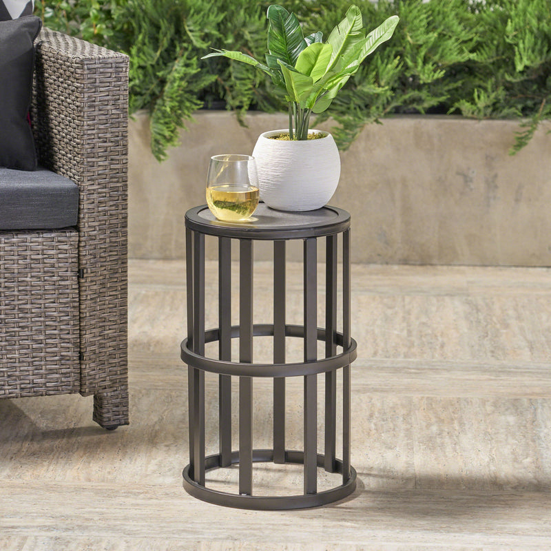 Outdoor Powder Coated Side Table - Gray - R&R Furniture Gallery (Fountain Valley, CA)