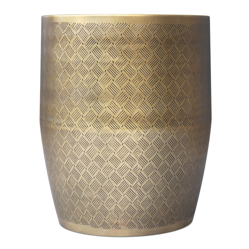 Johnsen - Cross Hatch Pattern Accent Table - Antique Gold - R&R Furniture Gallery (Fountain Valley, CA)