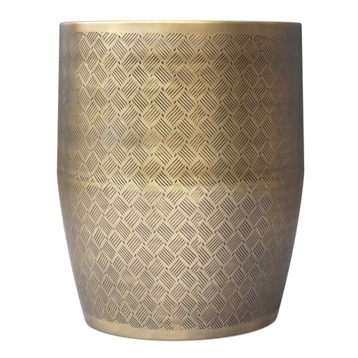 Johnsen - Cross Hatch Pattern Accent Table - Antique Gold - R&R Furniture Gallery (Fountain Valley, CA)