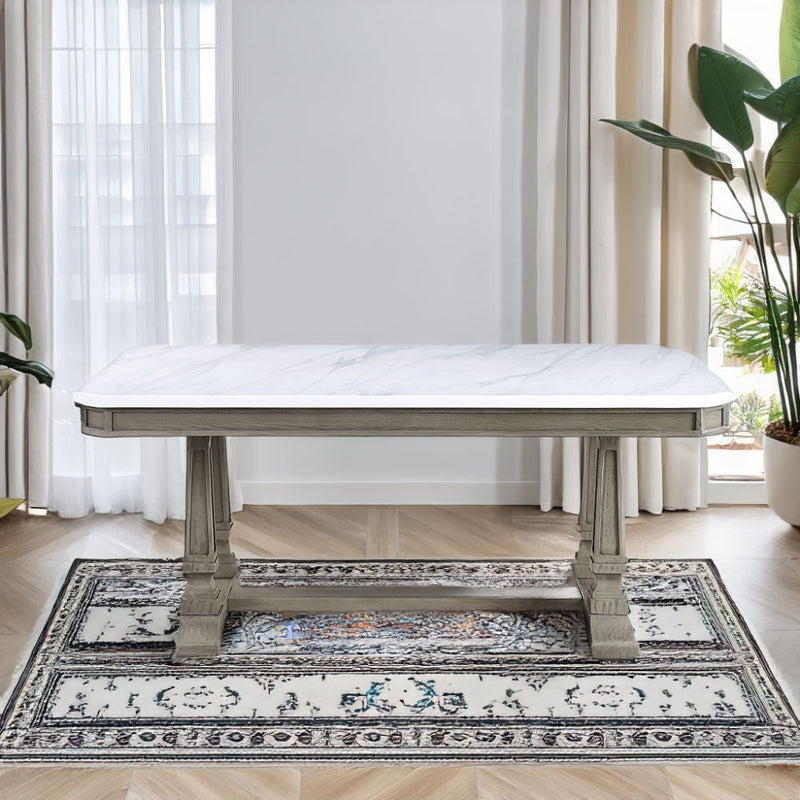 Zumala - Dining Table - Marble Top & Weathered Oak - R&R Furniture Gallery (Fountain Valley, CA)