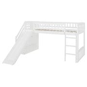 DreamHaus loft stairway bed with built-in drawers, convertible ladder, and slide, showcasing a modern bedroom furniture design.