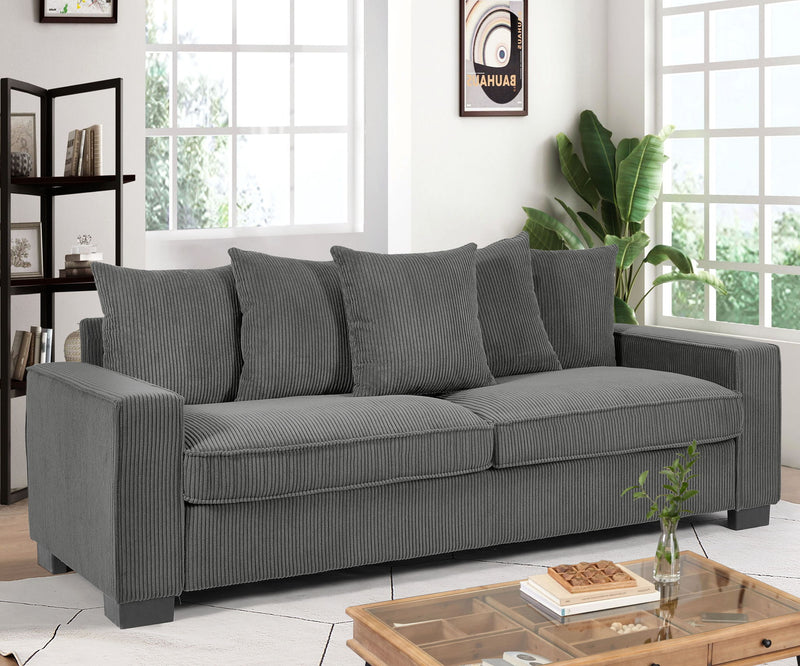 Luxe Sofa With 5 Matching Toss Pillows, Sleek Design, Spacious And Comfortable 3 Seater Couch - R&R Furniture Gallery (Fountain Valley, CA)