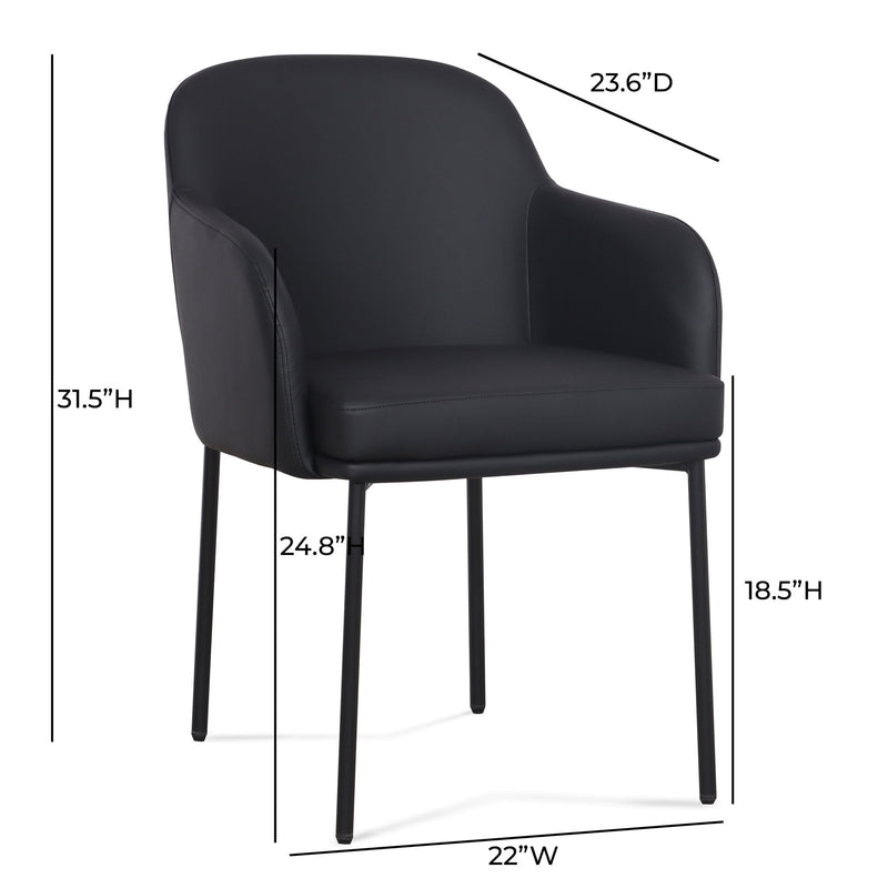 Pair of Sydney armchairs by TOV Furniture, modern chairs with plush upholstered seats and sleek wooden legs, set of two.