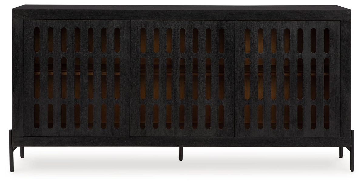 Vallisburg - Accent Cabinet - Black / Natural - R&R Furniture Gallery (Fountain Valley, CA)