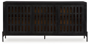 Vallisburg - Accent Cabinet - Black / Natural - R&R Furniture Gallery (Fountain Valley, CA)