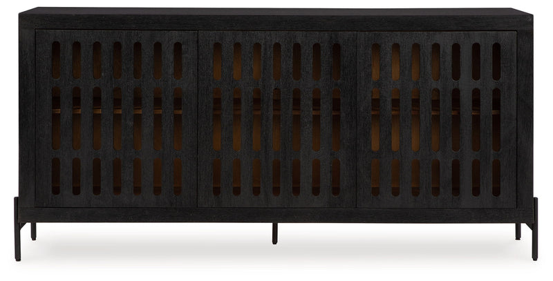 Vallisburg - Accent Cabinet - Black / Natural - R&R Furniture Gallery (Fountain Valley, CA)
