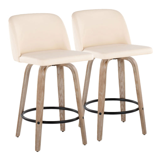 Toriano - Contemporary Fixed-Height Counter Stool & Swivel With Round Footrest (Set of 2) - R&R Furniture Gallery (Fountain Valley, CA)