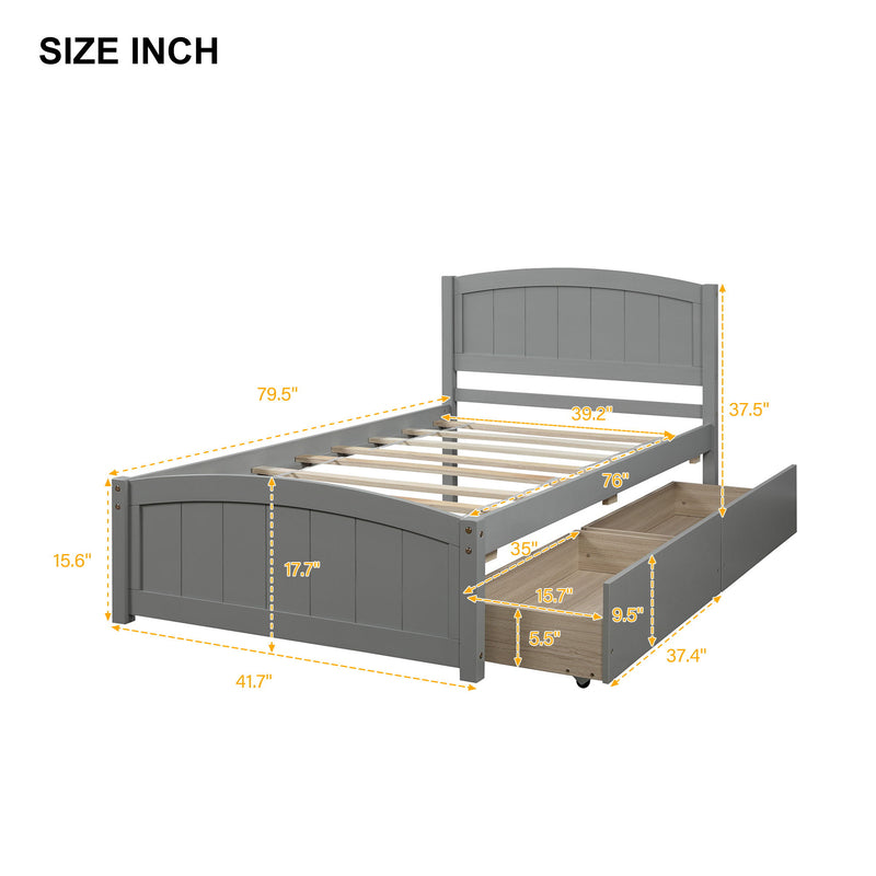 DreamHaus platform bed with headboard, footboard, and wood slat support, showcasing a modern wooden frame and sturdy construction.
