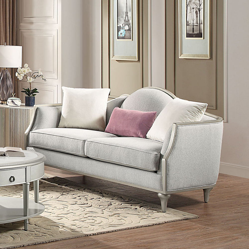 Kasa - Loveseat With 3 Pillows - Beige Linen & Champagne - R&R Furniture Gallery (Fountain Valley, CA)