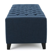 Noble House Guernsey storage ottoman with tufted top, versatile fabric upholstery, and hidden interior storage space.