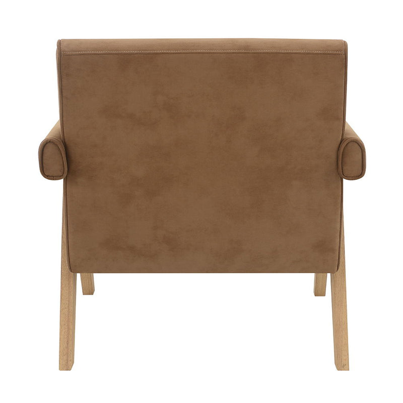 Zoey - Accent Chair - Chocolate Suede & Oak - R&R Furniture Gallery (Fountain Valley, CA)
