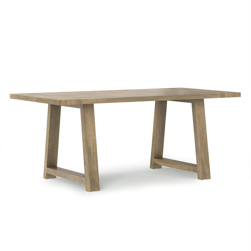 Simpli-Home Whitley dining table with wooden surface and sturdy legs, ideal for modern dining room decor.